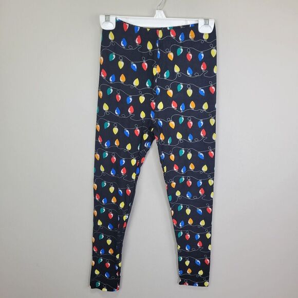 Christmas Lights Polyester Spandex‎ Ankle Leggings  One Size Fits All - Picture 1 of 7